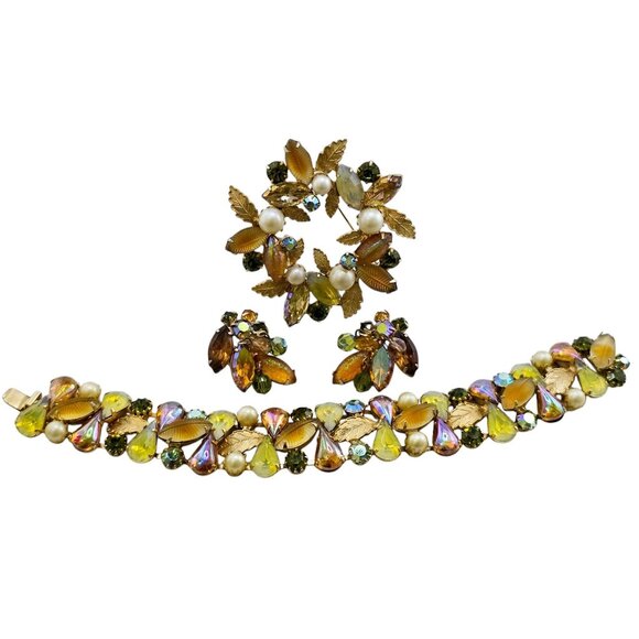 Stunning Signed Kramer Of Ny Molded Glass Parure (A7915) - Picture 2 of 11